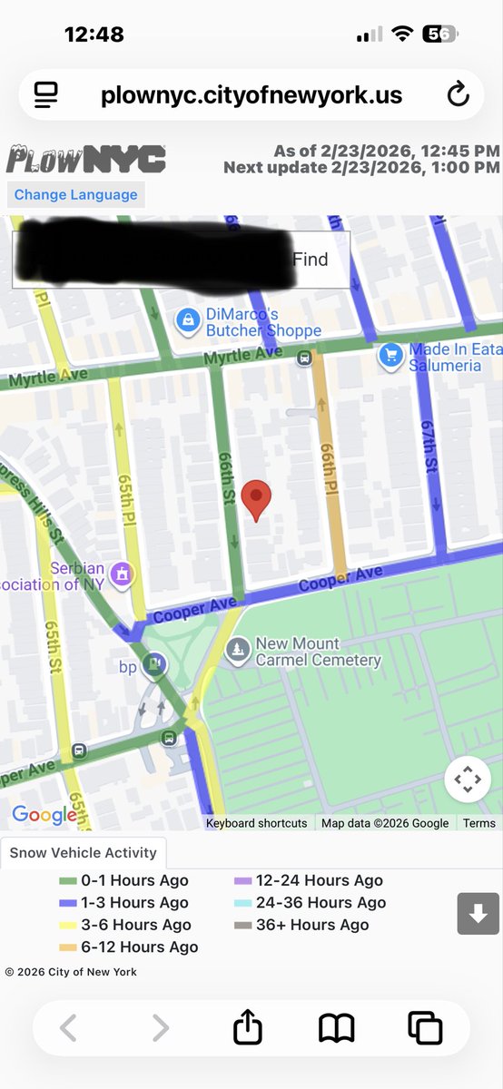 Birdy327's tweet photo. @NYCMayor this is an outright lie!!! We haven’t been plowed for over 18 hours. Is this all a scam to keep up your numbers? Do us real New Yorkers a favor. Pack up and leave and take your cronies with you. https://t.co/f9OlafyEBc