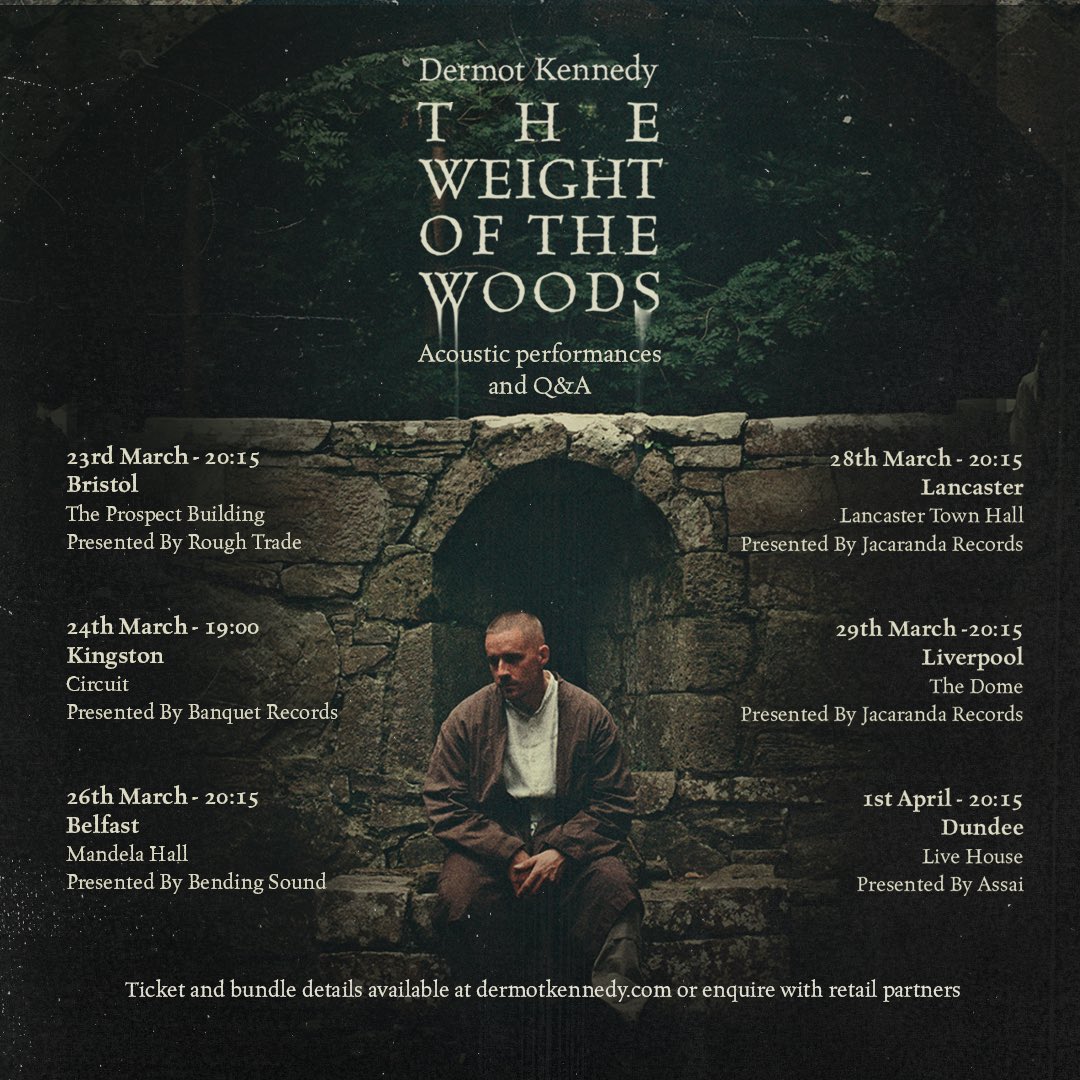 The Weight of the Woods, acoustic performances and Q&amp;A. Ticket bundles on sale at 11am (GMT) on Wednesday 25th February.