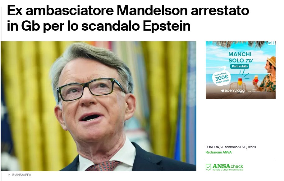riktroiani's tweet image. 🔴Peter #Mandelson, ex eminenza grigia del New Labour di Tony Blair ed ex ambasciatore britannico negli #Usa, è stato arrestato dagli agenti di Scotland Yard nell'ambito dell'indagine penale sulle informazioni e i documenti governativi riservati condivisi, quando era ministro,