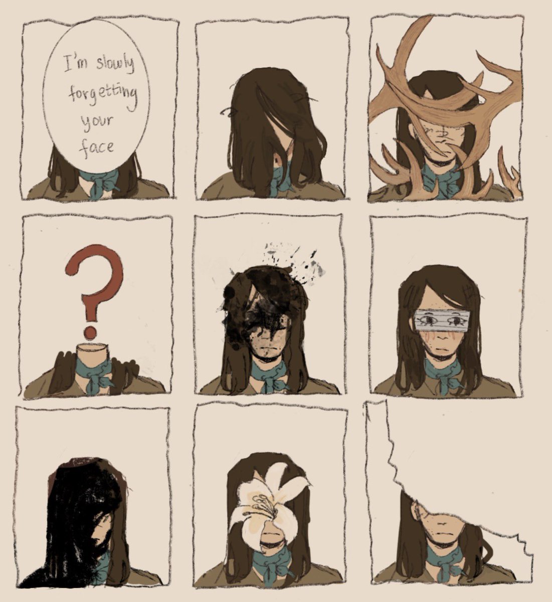 bluebrerry_'s tweet image. Small sketch of Will post fall maybe having trouble remembering Abigail’s face