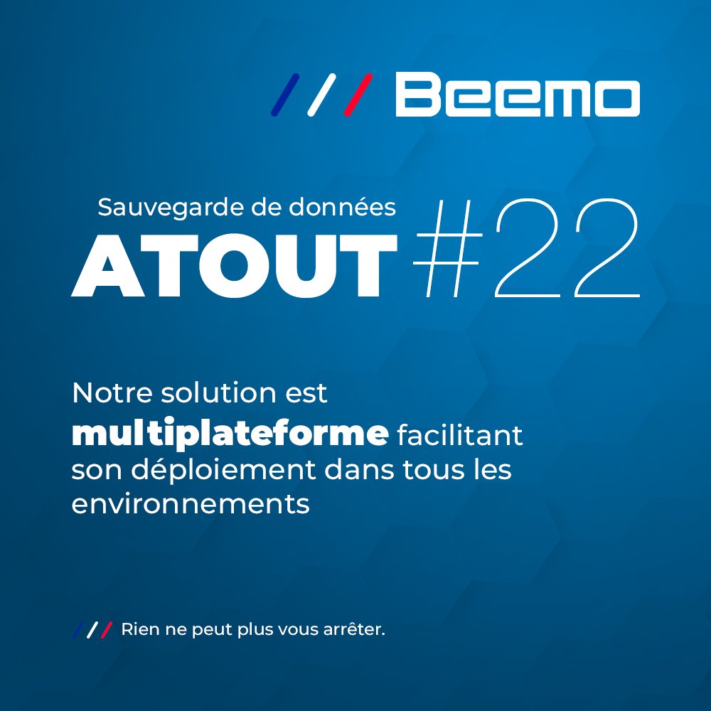 BeemoTech's tweet photo. Beemo simplifie la sauvegarde : un logiciel efficace, adaptable à tous les environnements, de la PME aux besoins IT complexes. 
✅ Sécurité &amp; simplicité garanties.
#data #backup #cybersécurité #innovation https://t.co/r0PdvM9ght