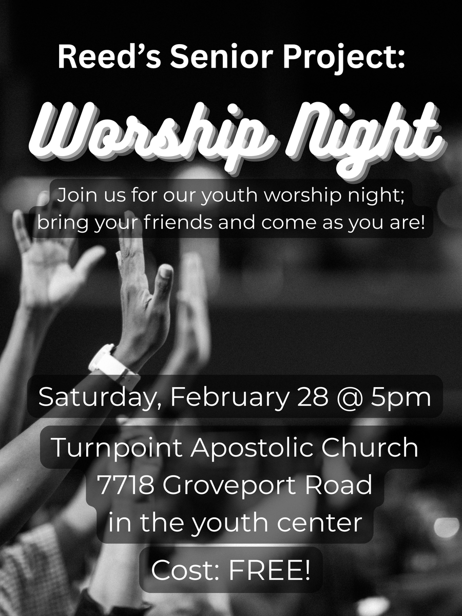 Don't miss this great event for Reed Rogers' senior project!