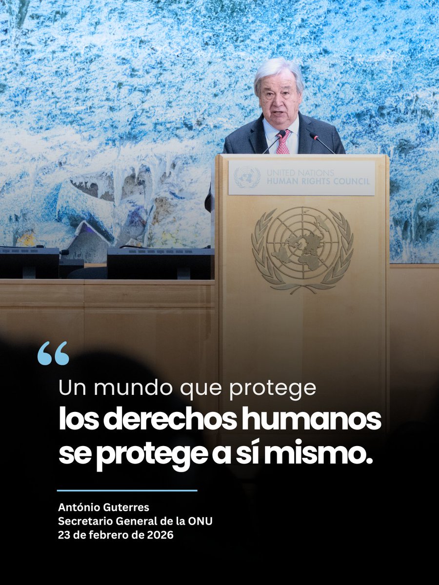 ONU_es's tweet photo. Los derechos humanos están bajo un ataque a gran escala en todo el mundo.

Las consecuencias son devastadoras.

Debemos cambiar el rumbo y permitir que la dignidad humana marque la dirección.

— Secretario General de la ONU, @antonioguterres https://t.co/et5AGPVb7x