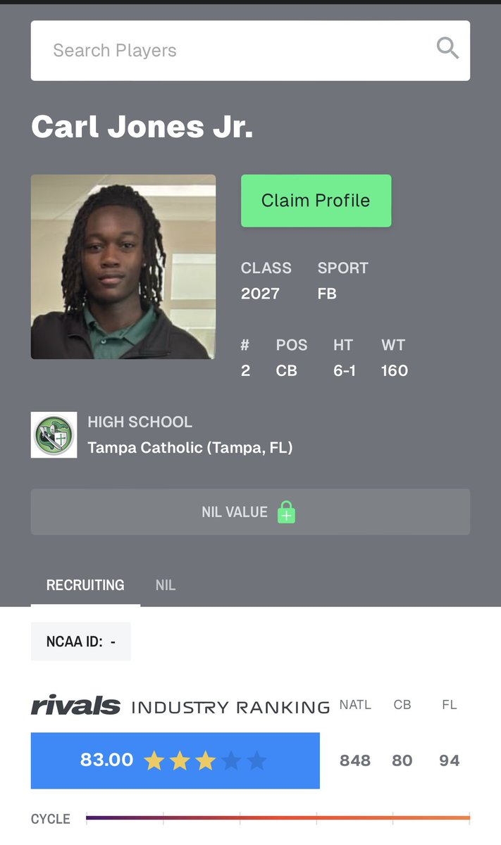 Carl jones jr 3⭐️ ‘2027 CB tweet media