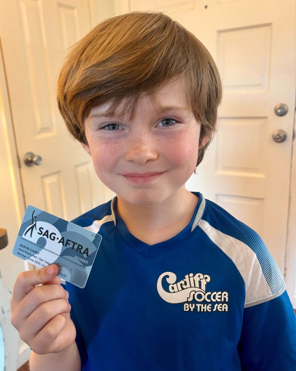 sagaftra's tweet image. "My very first acting memory goes back to when I was 6 years old. Just three years later, I earned my SAG-AFTRA card and can officially say I’m a new member at age 8." Happy #MemberMonday Austin Covey! Send us your photo &amp;amp; story at sagaftra.org/mystory &amp;amp; you could be featured!