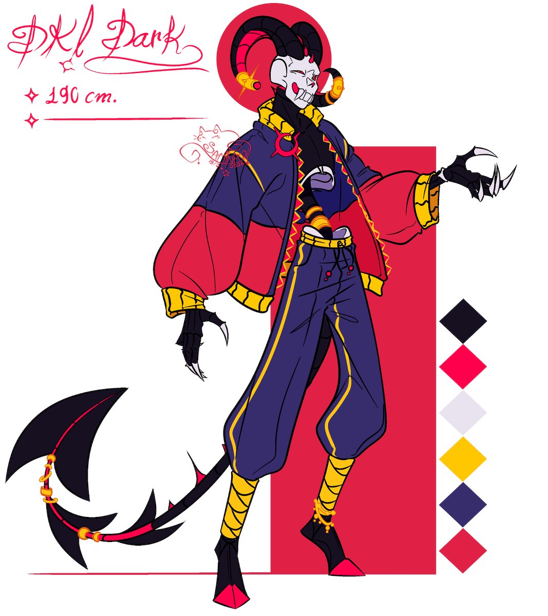 DK!Dark para hoy✨! Es un diseño que hice recientemente para el AU de mi mejor amiga, y por supuesto que tenía que rescatar aquel antiguo diseño de Dark!Sans para esta versión demoniaca y esquelética de Daren!

[ ✦ #undertaleAU #undertaleoc ✦ ]