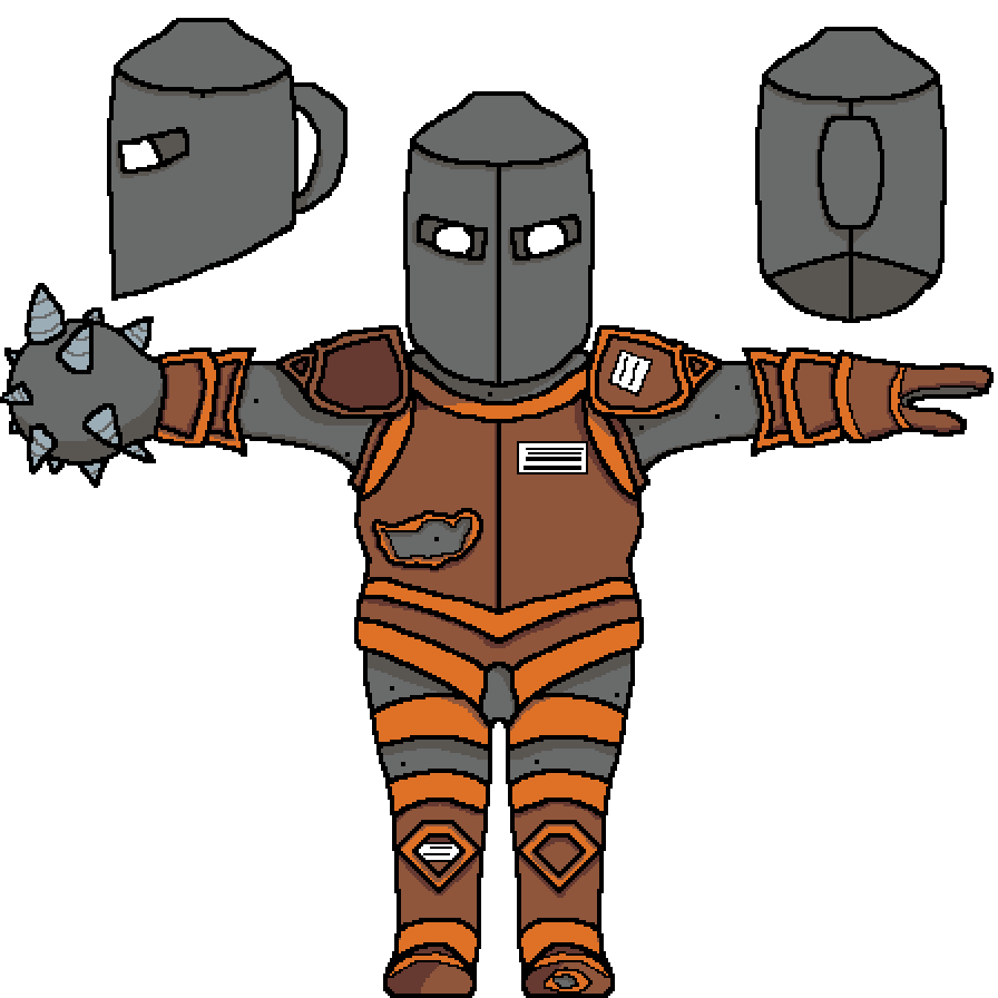 Timekeeper_hi's tweet photo. This is the first proper attempt of a more complicated oc. This is Scrap Knight and hes is sentient rubbish. Design inspired by Shovel knight and Garbodour.
Any Feedback or improvements to his design would be greatly appreciated. 
#digitalart #pixelart #oc #fyp #feedback https://t.co/0k0eSFWW5a