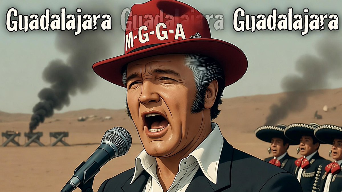 JWhite93667's tweet photo. "Bob Joyce is Elvis. Flying to Guadalajara. Singing 'Guadalajara' in a red M-G-G-A hat. Because the cartels need music more than bullets. Read the full story: #ShepherdOfFiction #ElvisLives#Guadalajara #CartelFiction #FakeNEWS https://t.co/H3p7Mg5qOG
