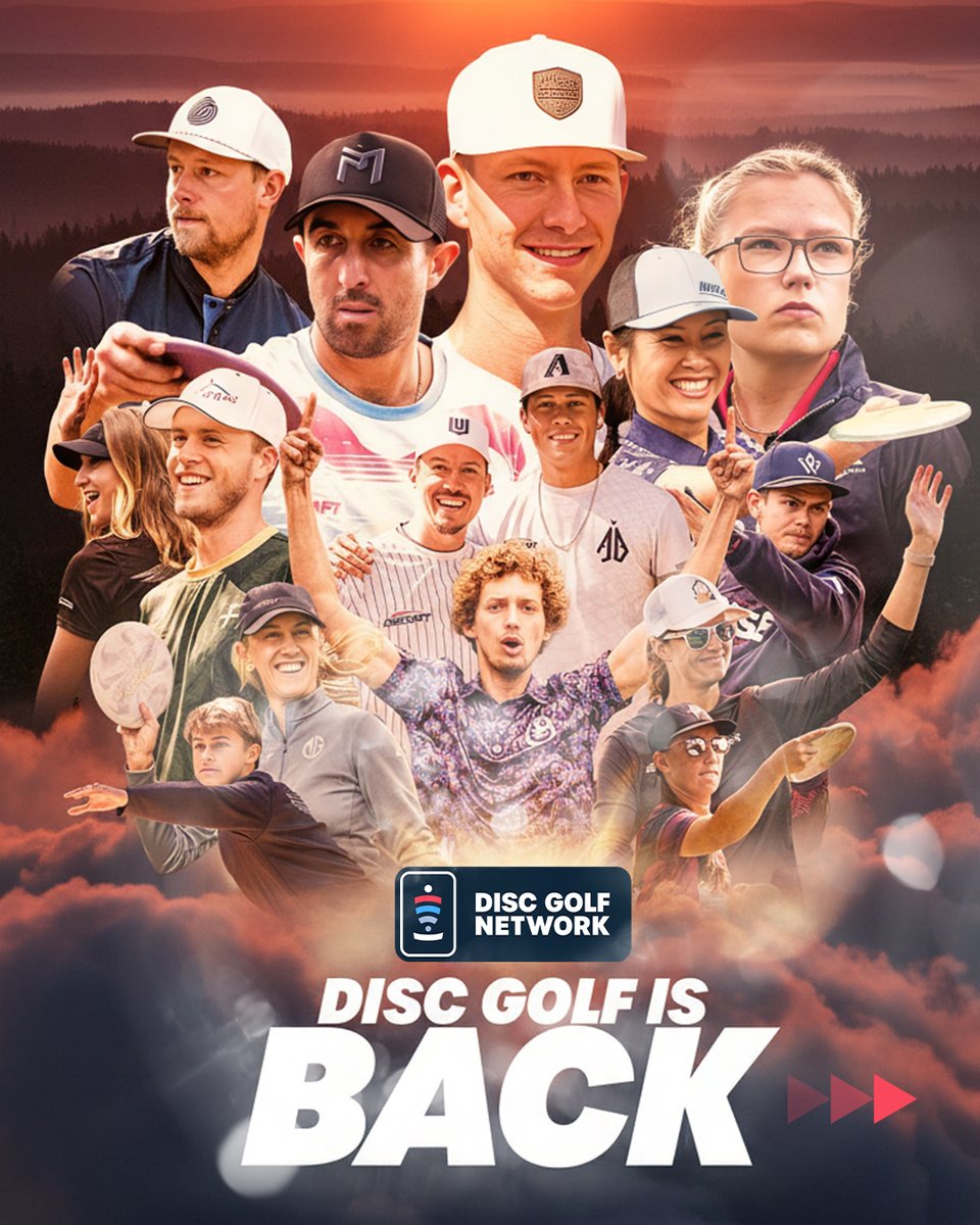 DiscGolfProTour's tweet photo. Disc golf is BACK!!! Here is the 2026 live coverage plan for Disc Golf Network 🥏

You can find more info here:
https://t.co/v2c1QsfrFw https://t.co/1sQVVGuc7d