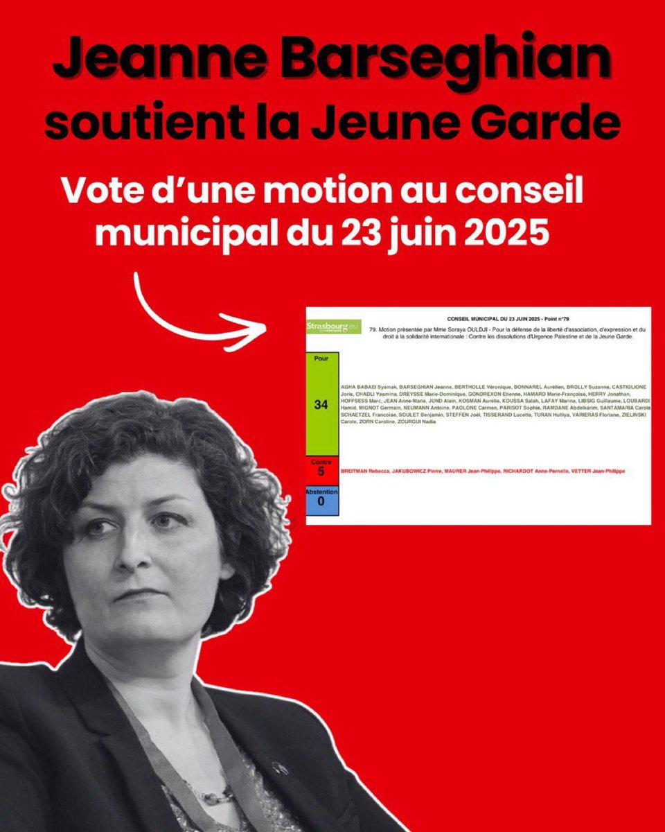 FabriceDAndrea's tweet photo. 🛑 Le barrage républicain contre les extrêmes (ni RN ni LFI) concerne aussi de nombreux Écologistes.

➡️ Ainsi, Jeanne #Barseghian, maire #EELV de Strasbourg, s’est opposée à la dissolution de la #JeuneGarde, possiblement impliquée dans la mort de Quentin.  
#Municipales2026 
1/2 https://t.co/9O6C6wWEXy