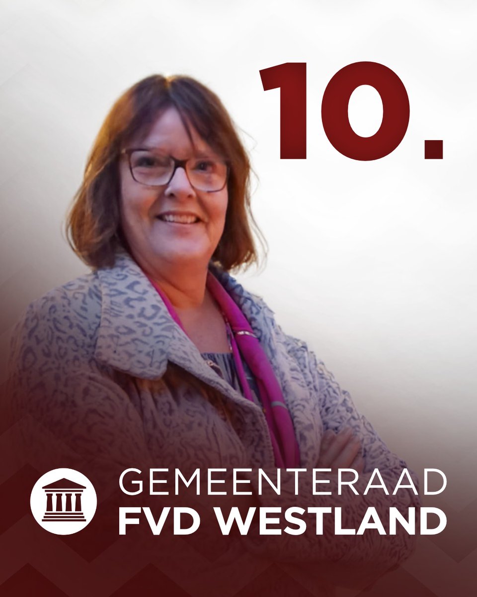 Marian van den Ende (plek 10) werkt al ruim 30 jaar met hart en ziel in de ouderenzorg. Hierdoor weet ze hoe belangrijk goede, persoonlijke zorg is, waar zij zich de komende jaren voor wil inzetten.

Een nieuwe kans voor het Westland.
Stem 18 maart FVD Westland!

#FVD #GR2026