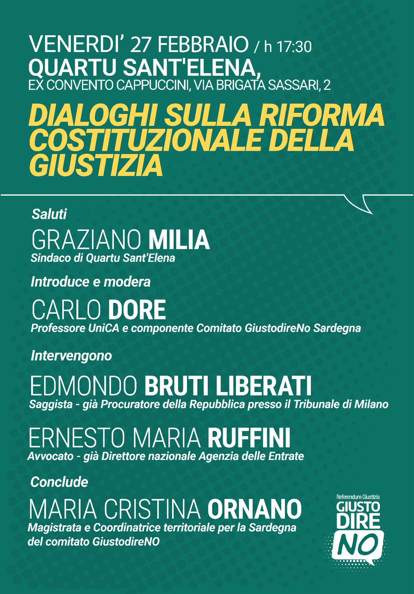"La magistratura, in una democrazia che si fonda sul diritto, è garante della nostra democrazia. Credo che la riforma della giustizia debba essere bocciata.  Soprattutto debba essere superata questa stagione di riforme fatte a colpi in maggioranza"(<a href="/ernestoruffini/">ernestomaria ruffini</a>).
#giustodireno