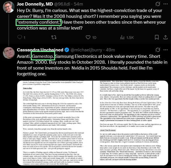 BREAKING: Michael Burry lists $GME in response to something he's 'extremely confident' in. 🚨🚨🚨