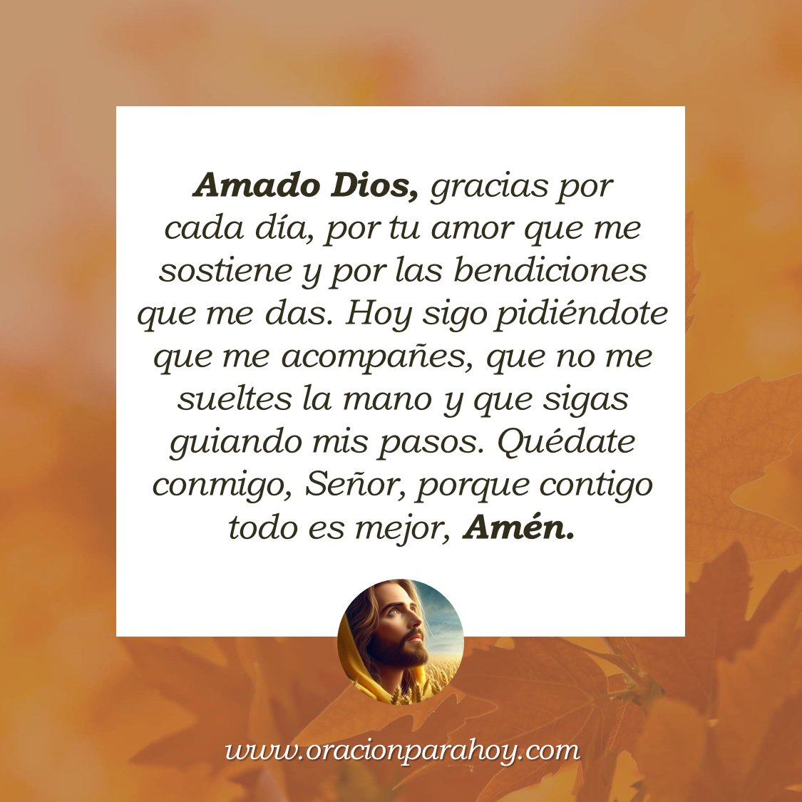 ORACIÓN MILAGROSA PARA DAR GRACIAS A DIOS: Señor, gracias por tu fidelidad que nunca falla, por darme fuerza cuando siento que no puedo más, por sostenerme con bondad y por alegrar mi corazón con cada bendición que Tú me das.

Haz esta oración en: youtu.be/Ln-WngSCaRc ✨