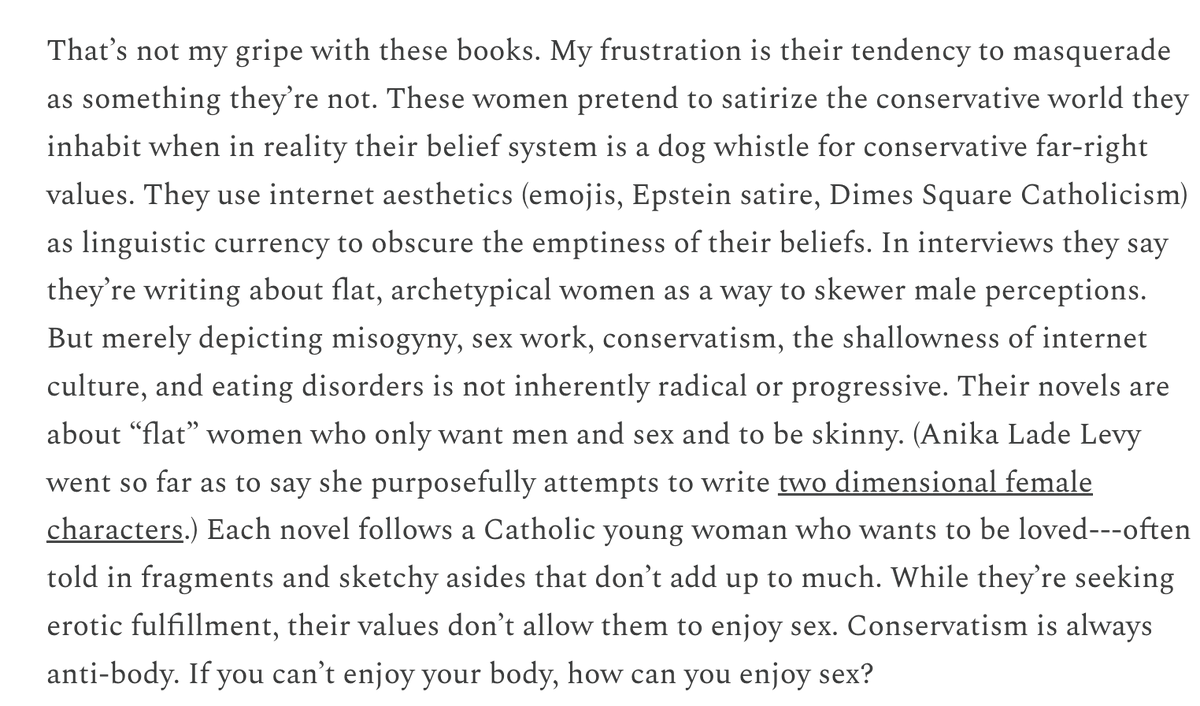 geneverwhat's tweet photo. The palpable, ritualized jealousy of writers trotting out the same tired accusations of neo-conservatism to attack young women writers is so boring. They always coming for women who are trying to take literature in new, surprising directions? That’s the real conservative misogyny https://t.co/mPPBlRyRJU