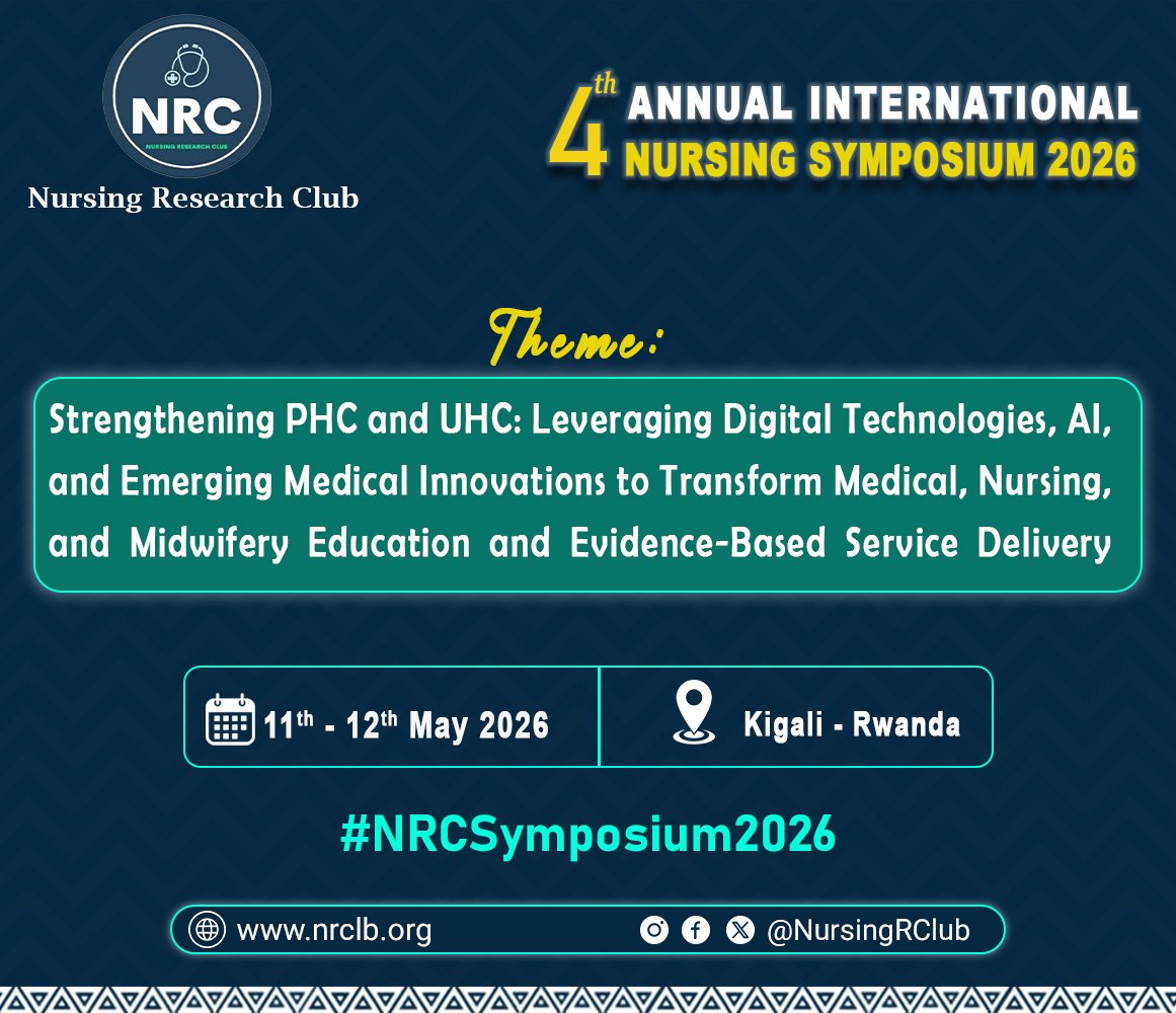 NursingR_Club's tweet photo. #NRCSymposium2026 will be a premier platform to showcase how #DigitalTechnologies, #AI, and #EmergingMedicalInnovations are transforming medical, nursing, and midwifery education, while strengthening the implementation of evidence-based practice in healthcare
#NRCSymposium2026 https://t.co/tXURgqbhH2
