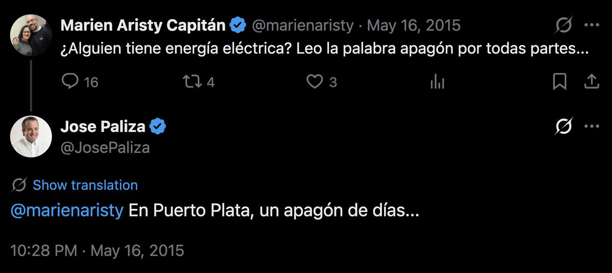 Yo me imagino que el ciudadano <a href="/JosePaliza/">Jose Paliza</a> no se puede killar con uno si uno se queja... digo, él lo hacía con todo su derecho en aquellos días de oposición.

Es mas.. me inclino a que le pongamos un nombre a este apagón de hoy... como también él lo hizo en el pasado.