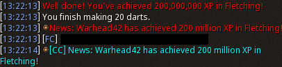Warhead42's tweet photo. Glad this one is over with.

My 11th @RuneScape skill to reach 200 million XP, Fletching.  18 more to go. https://t.co/Az0rqTdCHB