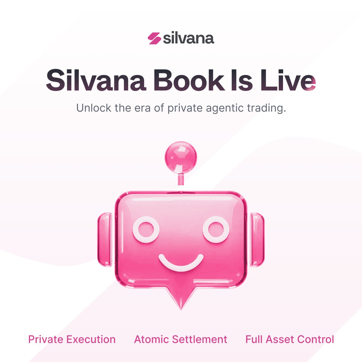 Silvana Book is live on Canton.

Built to unlock the era of private agentic trading.

Your agents execute privately while your strategies stay invisible. 

No pools. No slippage. No exposure.

Read on to get access 👇