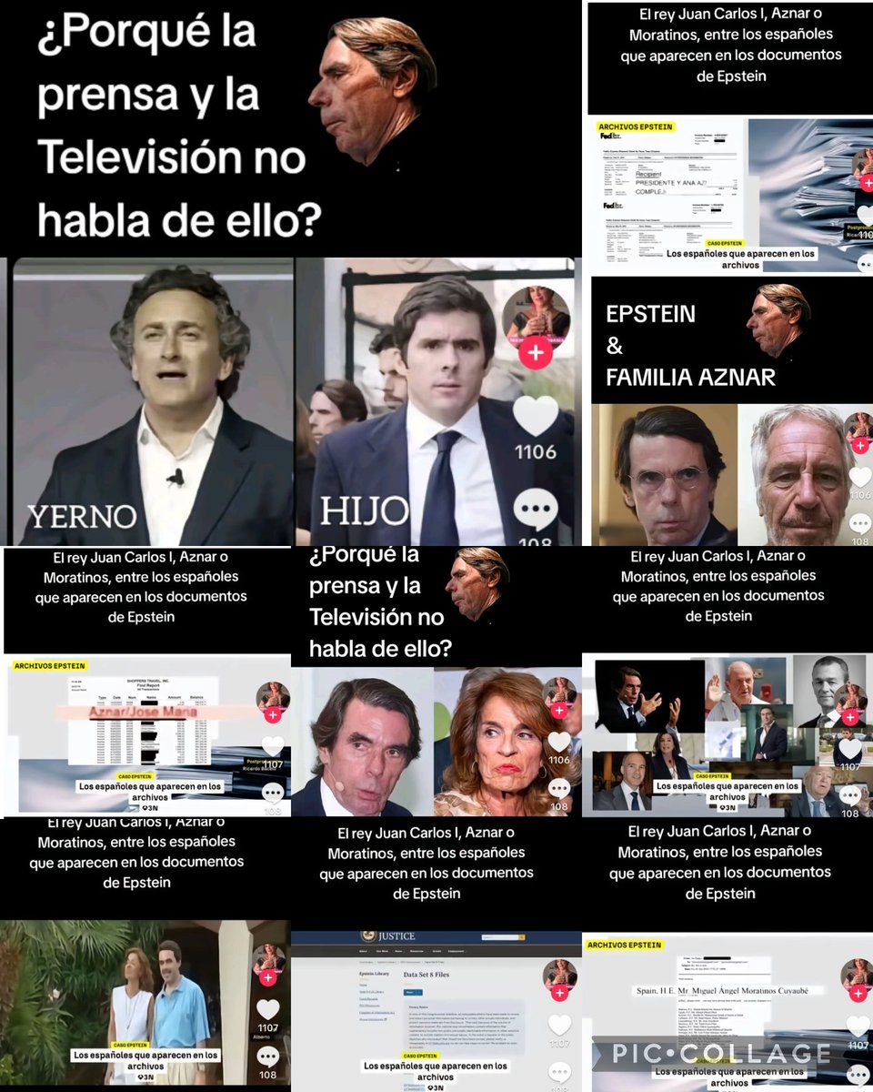 Están todos los medios con los documentos Epstein y los millones de documentos y los pedófilos, que si el príncipe tal, etc
¿Alguien ha oído algo sobre Aznar y su familia? Porque yo no
¿Por qué la prensa ni TV, no dice nada? ¿Por qué será?