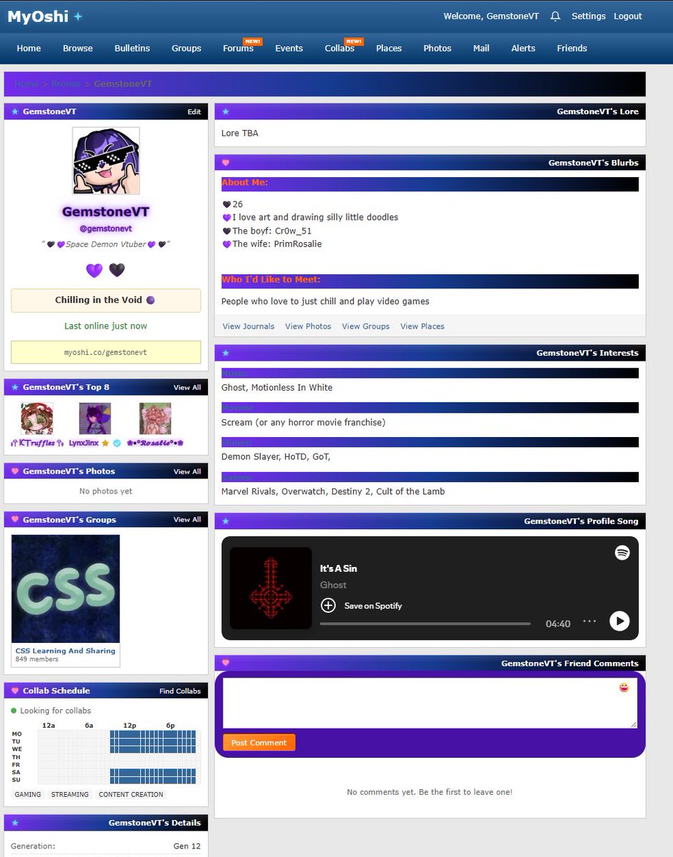 GUYS we have progress on my MyOshi page (huge shoutout to @/NicoENVT for all of those guides) more to come once all of this code stuff makes more sense 🫣🫣