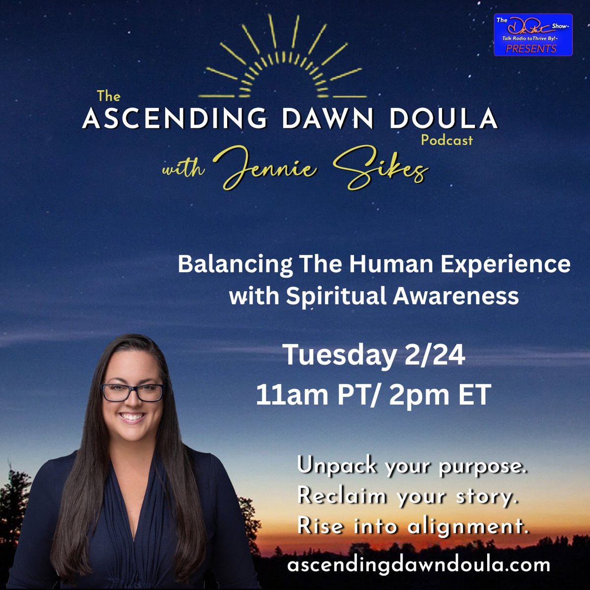 TheDrPatShow's tweet image. Are you ready to live #grounded #intuitive &amp;amp; fully alive? Join Jennie &amp;amp; Dr. Pat Tuesday 2/24 at 11am PT/ 2pm ET ow.ly/l4TV50Yipty #AscendingDawnDoula #JennieSikes #drpatpresents #chakras #energybody