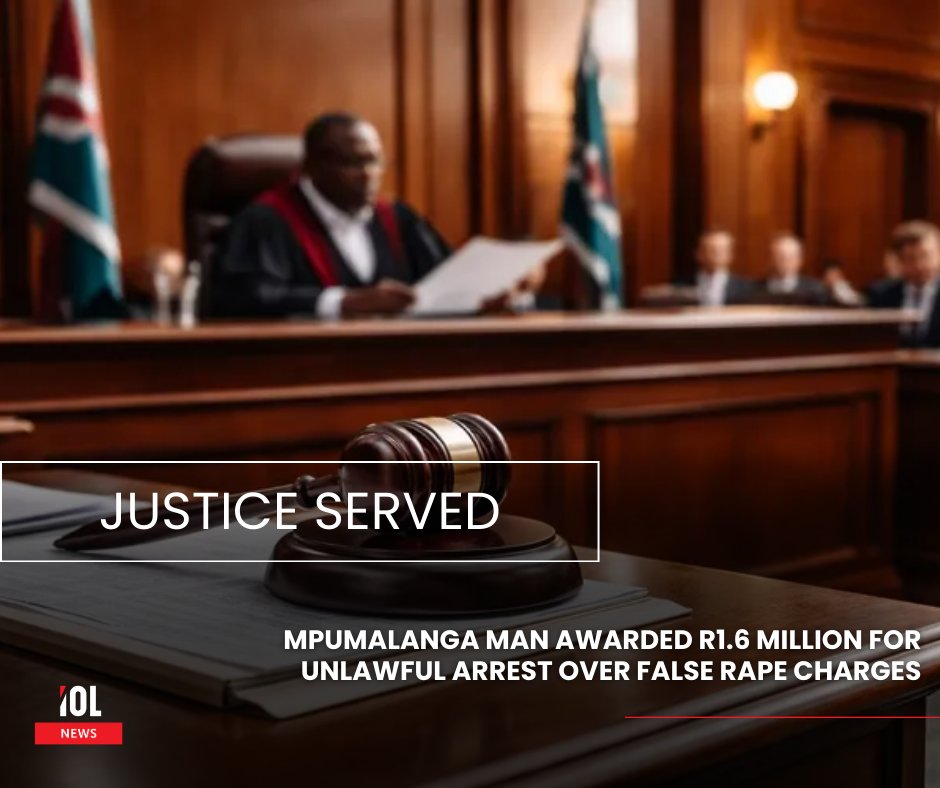 IOL's tweet photo. Mpumalanga High Court orders Minister of Police to pay R1.6 million after Noah Nkavdzi spent 50+ days wrongfully detained on unpursued rape charges.
#Mpumalanga #HighCourt #UnlawfulArrest #Damages #RapeCharges
Read on: https://t.co/lS8zCvymLi https://t.co/W5JDZwmRLO