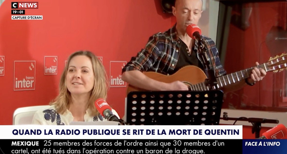 #FaceALinfo 
Sous couvert d’humour, ils osent calomnier et salir la mémoire d’un jeune homme de 23 ans, assassiné par des militants d’extrême gauche, alors que son corps n’est même pas encore mis en terre !
Quelle honte pour France Inter !
C’est abject, révoltant, indécent.
Leur