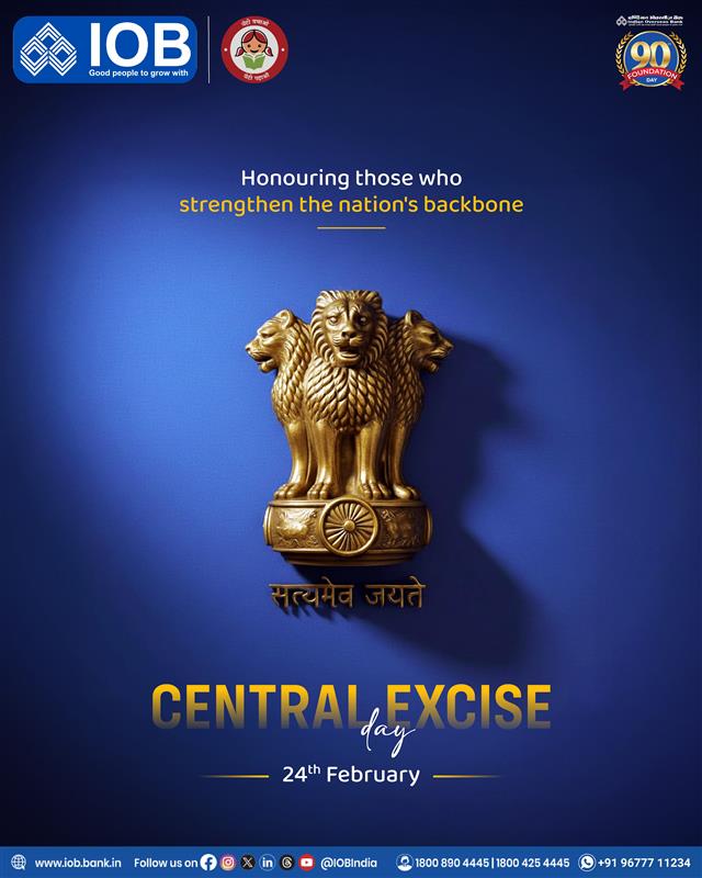 IOBIndia's tweet image. Strong institutions build a stronger nation.

On Central Excise Day, we recognise all those who safeguard revenue, uphold compliance, and power India’s economic growth with integrity and dedication.

#CentralExciseDay #IOB #NationBuilding #PublicService #IOB #IndianOverseasBank