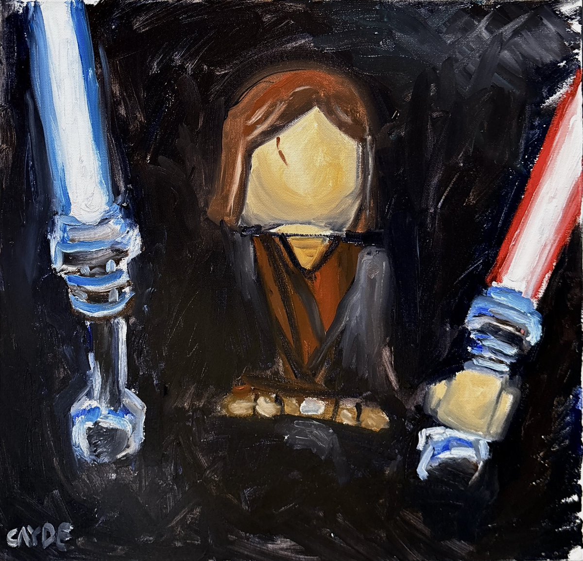 I made an oil painting of Anakin Skywalker from Lego Star Wars