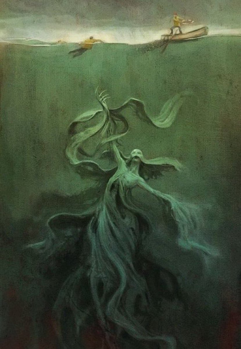 Join us this week as #BookologyThursday explores:

       🌊 What Lies Beneath 🌊

Creatures, treasures, and monsters that lurk in the depths in literature, art, and lore.

art by Sebastian Giacobino