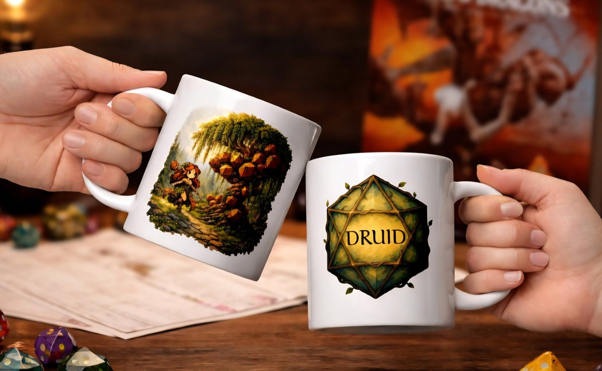 nomadbraingear's tweet photo. Roll for coffee  🎲 ☕

Get it at: https://t.co/j5kl0Kj9gd

#DnD #TTRPG #GameNight #Druid https://t.co/IRNjaq44Z6
