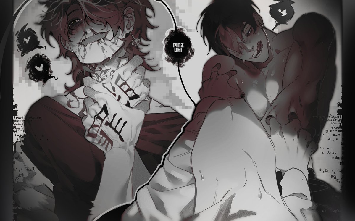 Blood runs down my face, I'm your dead man
 You won't sleep forever
 Something broke in my chest from your hand
 It's a shame to think that love heals.

🖤🖤🖤

#Hanma #Kazutora #sketch