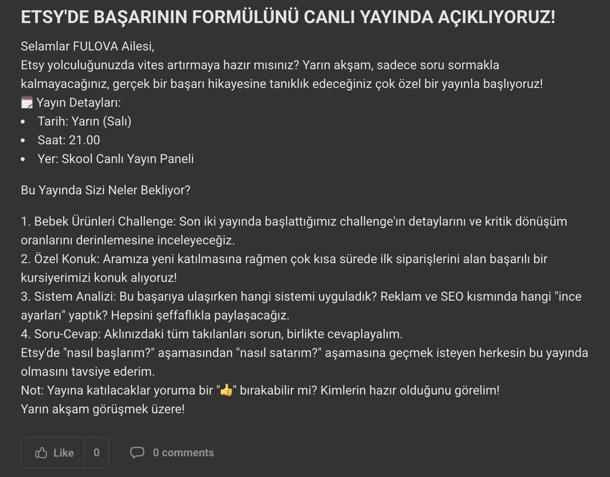 Sizlerle Soru cevap yayınlarına devam ediyorum 

Özellikle ETSY'da satış yapmaya yeni başladıysanız.

T-shit satmaya çalışıp başarısız olduysanız.

Daha fazla SEO hakkında bilgi edinmek istiyorsanız.

Başarılı sonuçlar getiren kategoriler arıyorsanız 

DAVETLİSİNİZ!