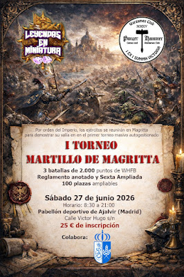 Algo gordo se avecina con la alianza entre Leyendas en Miniatura y Panzerhammer, y hoy os contamos que estamos tramando un torneazo de #WarhammerFantasy de 100 plazas para junio!!!

leyendasenminiatura.com/2026/02/anunci…
