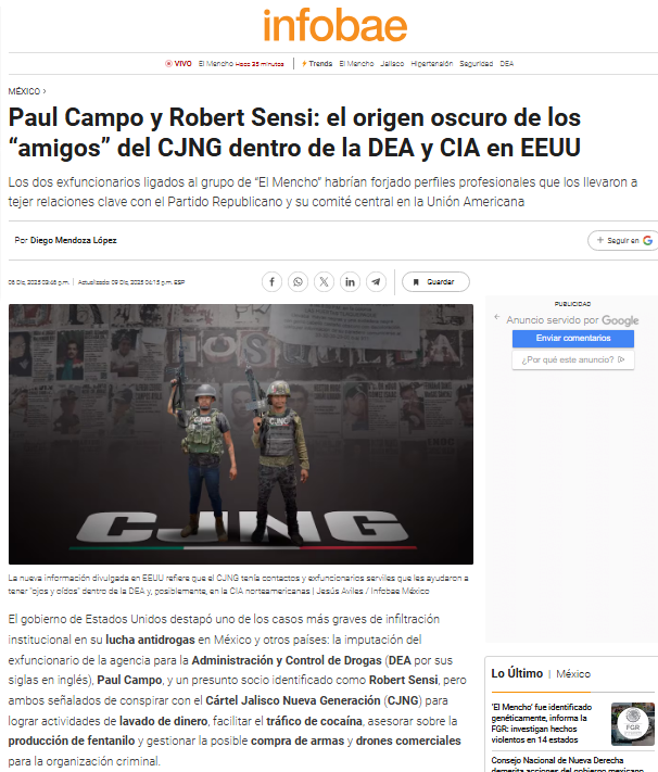 Ahora que México ha derrocado con su ejército al nº1 del cártel más peligroso del mundo, CJNG, no se nos olvide que miembros de la DEA y la CIA colaboraron con ellos, y que desde el año 2000 Israel vende armas a estos cárteles. Luego desde EEUU acusan de no luchar contra el narco