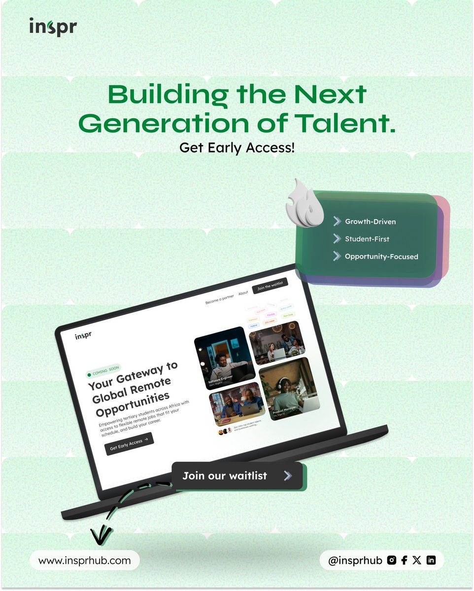 timiariye_'s tweet photo. Do you have a digital skill and want to land roles while still in school?
INSPR connects students to internships, projects, and paid opportunities.
Start building experience early.

Join our waitlist to get early access:
https://t.co/JHx9TMWrJu
@InsprLtd https://t.co/afkcXzSm6X