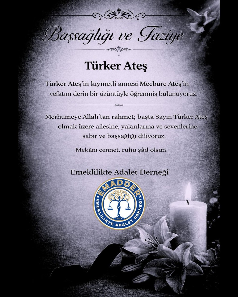 🕊️ Başsağlığı ve Taziye

CHP Bolu Milletvekili Sayın Türker Ateş’in kıymetli annesi Mecbure Ateş’in vefatını derin bir üzüntüyle öğrenmiş bulunuyoruz.

Merhumeye Allah’tan rahmet; başta Sayın Türker Ateş olmak üzere ailesine, yakınlarına ve sevenlerine sabır ve başsağlığı