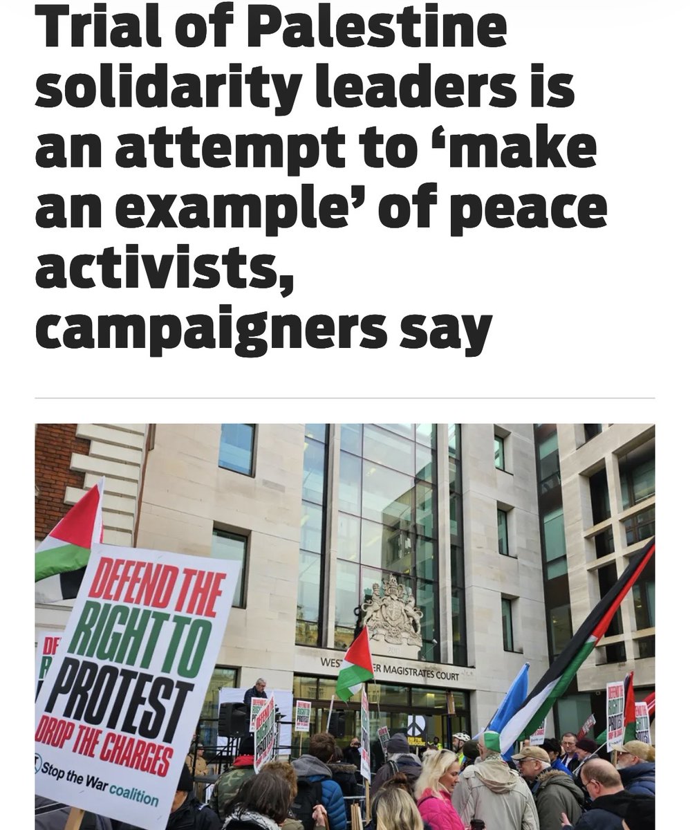 STWuk's tweet photo. Good report in the @M_Star_Online of today's #DefendTheRightToProtest demo outside Westminster Mags Ct and of the first day's proceedings – which ended with the trial of @ChrisNineham and @BenJamalpsc being adjourned to Thursday – we'll see you back in court! https://t.co/MYPysxGj7g