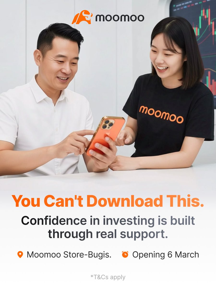 LilPrinceT1's tweet photo. Moomoo is opening its largest store in SEA. It’s also a space for investor education, with free workshops and on-site experts to help navigate today’s markets.
Plus, opening lucky draws!

 📅 Grand opening: March 6–20

#moomoosingapore #moomoo #MoomooStoreBugis #MooAcademy https://t.co/m69CNGZ0pF