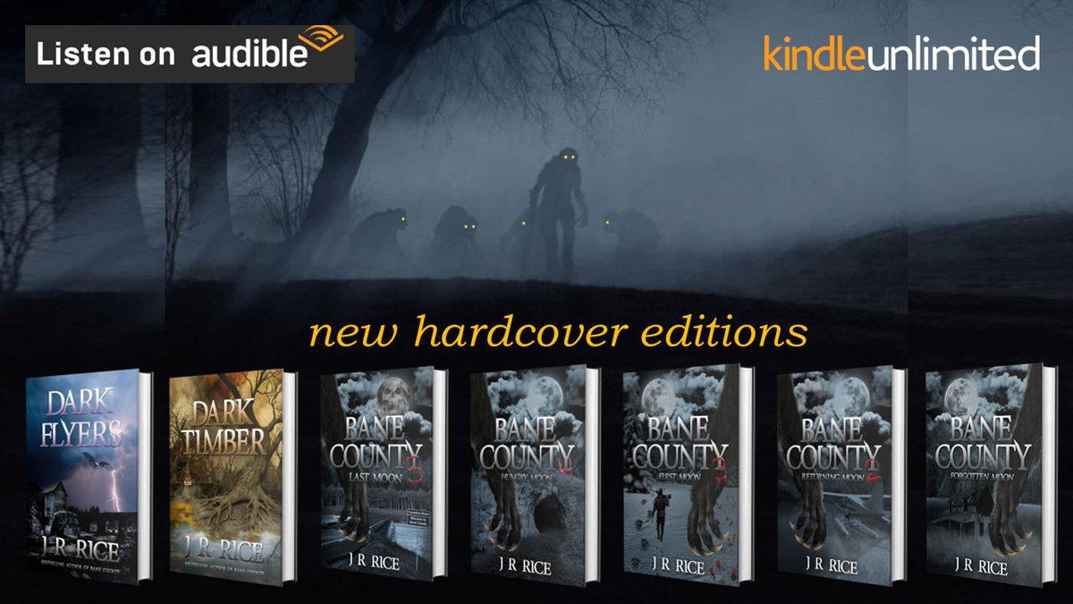 JRRiceauthor's tweet photo. NEW HARDCOVERS
LISTEN FREE w/AUDIBLE PLUS
READ FREE w/KINDLE UNLIMITED
13,000+ Reviews with 4.7 Stars
Visit BANE COUNTY — if you dare.
#horror #werewolf #werewolves #IAN1 #ASMSG #IARTG #Thriller #suspense #bookboost #lithub #netgallery #supernateral #bookbub #creatures #monsters https://t.co/DlrlF9tCcH