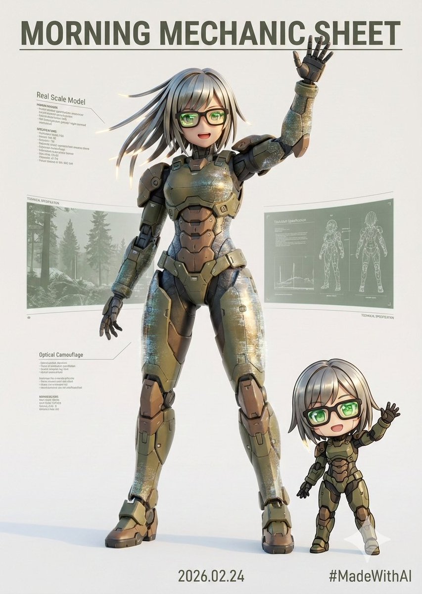 moke2ossc's tweet image. Good morning☀️
おはようございます🍀

#癖画 #おはよう癖画

#MadeWithAI #aiArt 弐代目写楽星
NanoBananaPro / Text2Image