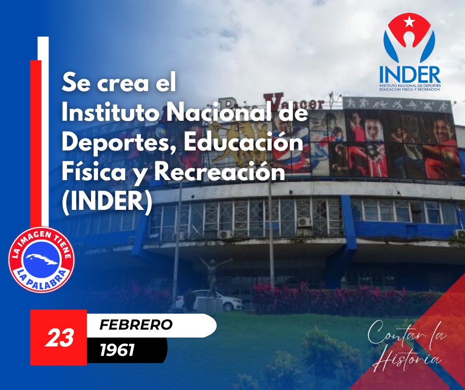 El 23 de febrero de 1961: Se funda el Instituto Nacional de Deportes, Educación Física y Recreación (INDER).. La Sede Nacional se encuentra ubicada en el Coliseo de la Ciudad Deportiva en La Habana. #PorCiroRedondoTodo #CubaMined #EducaciónCiegodeÁvila