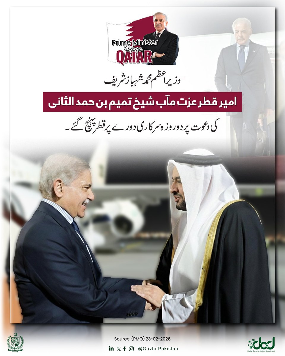 وزیراعظم محمد شہباز شریف امیر قطر عزت مآب شی...