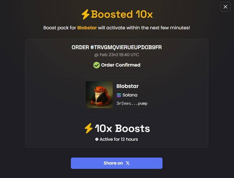 10x Boost has now been paid for $Blobstar!
