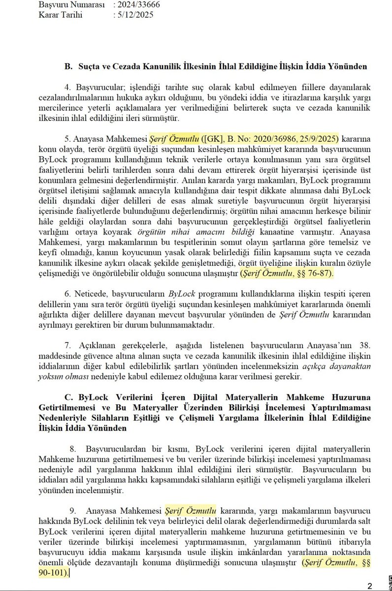 Yok Artık! 
Bu Kadarına da Pes!
Anayasa Mahkemesi’nin 25 Eylül 2025’te verildiğini iddia ettiği ve yüzlerce başvurunun reddine emsal gösterdiği Şerif Özmutlu kararı; aylardır açıklanmasını beklememize rağmen bırakın başvurucuya tebliğ edilmeyi, henüz yazılmamış ve imzadan dahi