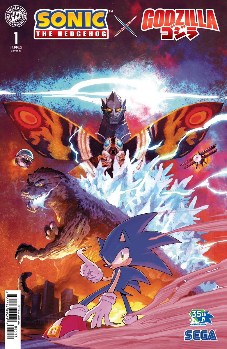 TailsChannel's tweet image. Here’s Sonic the Hedgehog X Godzilla #1, Cover RI-B by @ARQ004SP!
#SonicNews