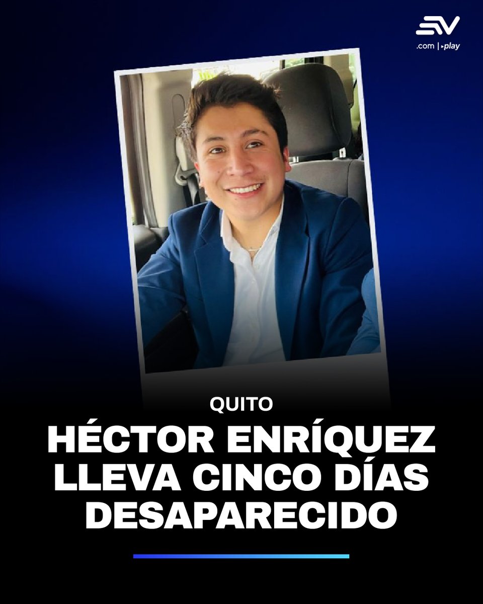 Héctor Fernando Enríquez Ruiz desapareció la noche del 18 de febrero de 2026, en Quito. Lo último que se supo del joven, de 27 años, es que acudió a realizar un trabajo en el sector de Calderón. 👉 bit.ly/4s5Dgis
