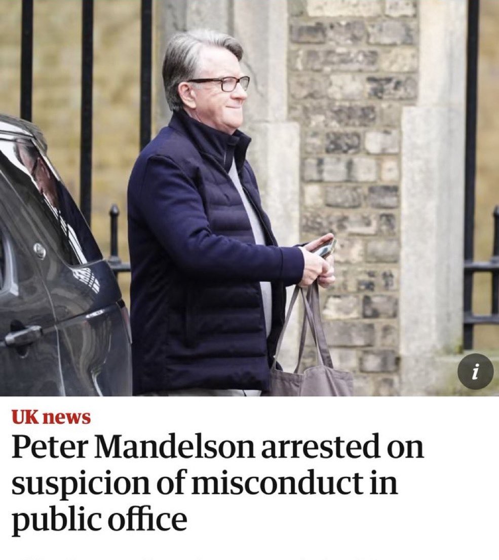 alwoothain's tweet image. أهمية إلقاء القبض على بيتر ماندلسون، هي أنه يمثل أحد أقطاب العمق الصهيوني في حزب العمال البريطاني، و قاد هو و تلميذه النجيب مورغان مكسويني، عملية الانقلاب على رئيس الحزب السابق اليساري جيريمي كوربن، لأنه داعم لفلسطين و يشكل تهديد لصهاينة الحزب

بعد فوز جيريمي كوربن برئاسة حزب