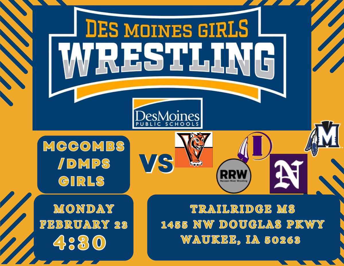 Our Girls Wrestling team heads to Waukee tonight for their last meet of the season. If you have not been out to see them, make sure to do it TONIGHT!